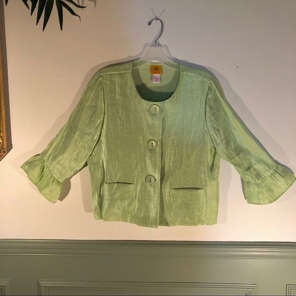 Spring Green Cropped Jacket Med. 8/10 Ruby Rd. - Picture 2 of 6